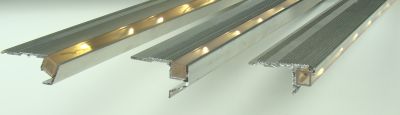 Alu Treppenprofile mit LED Tubelight warmweiß, Treppenstufenprofile